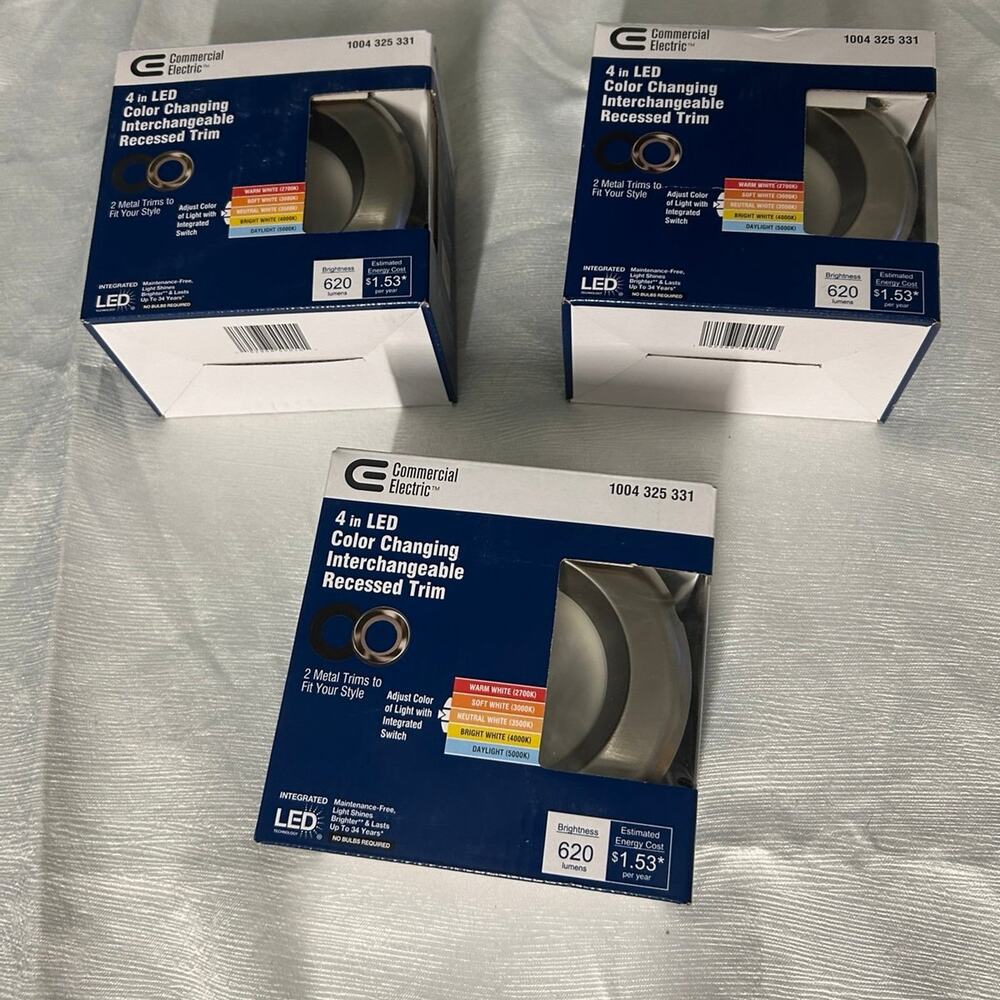 3 pack of LED 4in color changing interchangable recessed trim light
